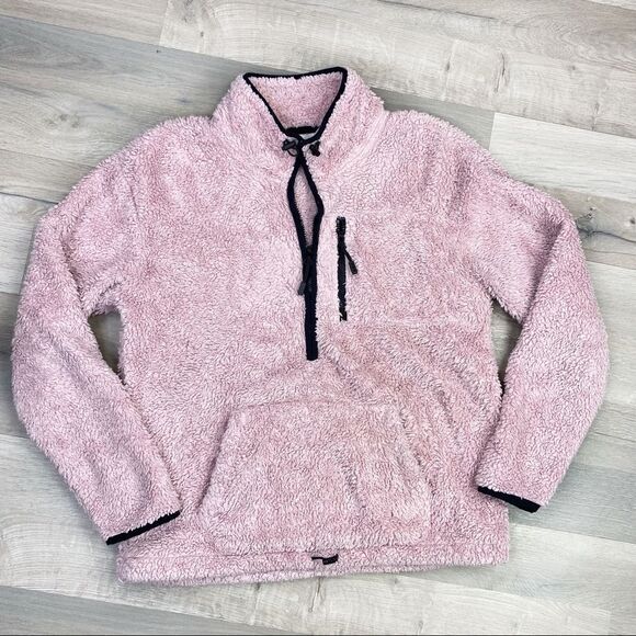 Pink Victoria’s Secret Teddy Half Zip Pullover Jacket Mauve Pink Small - Picture 2 of 9